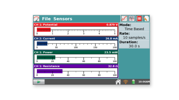 LabQuest 2显示的游标能量传感器计